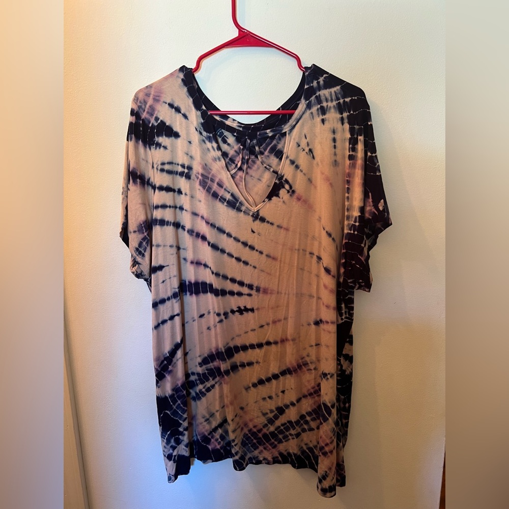 Pink Blue Tie-Dye Strappy T-shirt Torrid size 3X